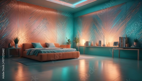 Fototapeta Naklejka Na Ścianę i Meble -  Photo interior modern design room 3d design