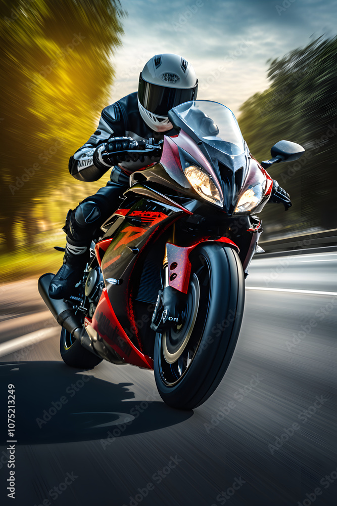 mtorcycle driver on bike with motion blurred background mtorcycle driver on bike with motion blurred background