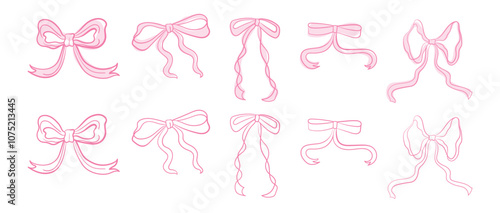 Ballerina bow, Cute Coquette, lolita Pink Bow bundle set, aesthetics vibe	
