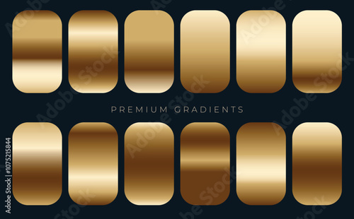 Smooth golden premium gradient swatch palette set