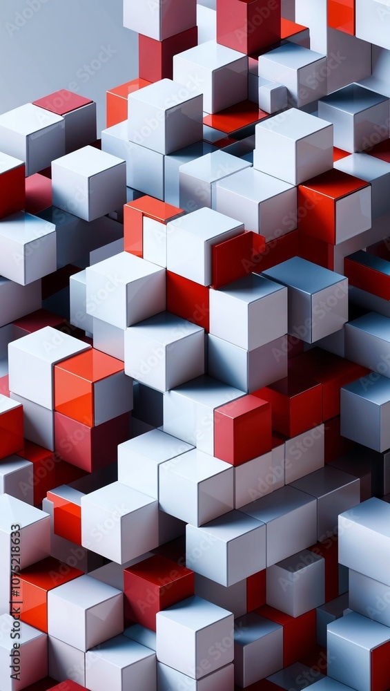 Obraz premium Cubes stacking and shifting dynamically in an optical maze