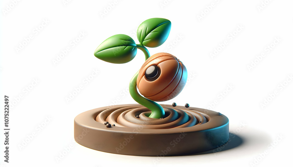3D Macro Seed Sprouting Plant Symbolizing Growth Realization Copy Space Concept for Advertisements Magazine Covers Epiphany Themes Detailed Icon Design on Isolated White Background 3D Macro Seed Sprouting Plant Symbolizing Growth Realization Copy Space Concept for Advertisements Magazine Covers Epiphany Themes Detailed Icon Design on Isolated White Background