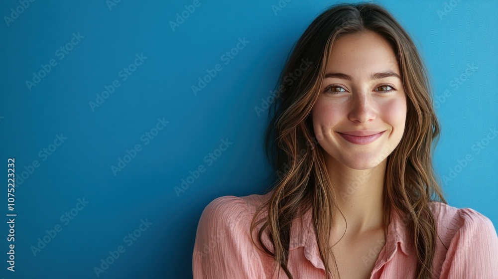 Young Woman in Pink Shirt with Warm Smile Young Woman in Pink Shirt with Warm Smile
