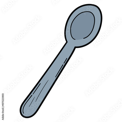 Hand drawn cartoon spoon on white background.