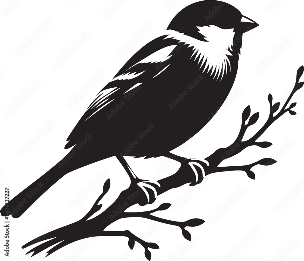 Beautiful sparrow bird silhouette vector illustration isolated on white background Beautiful sparrow bird silhouette vector illustration isolated on white background