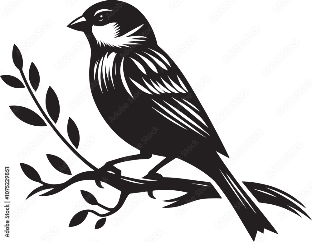 Naklejka premium Beautiful sparrow bird silhouette vector illustration isolated on white background