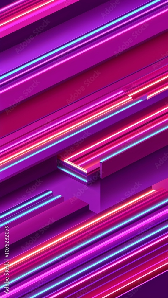Neoncolored stripes creating a depth illusion in layers Neoncolored stripes creating a depth illusion in layers