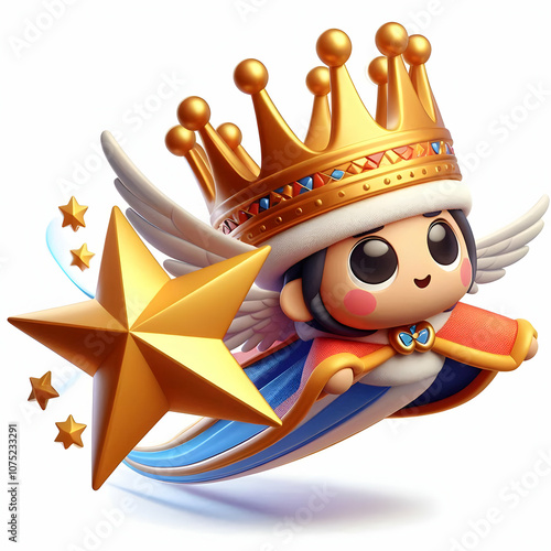 3D Reyes Magos Gliding Star Crown Vector Illustration Icon Royalty Guidance Infographics Adobe Stock Use White Background Design Symbolizing Reyes Magos Royalty Guidance