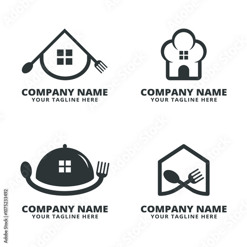 Home Restaurant Logos with Creative Design Elements