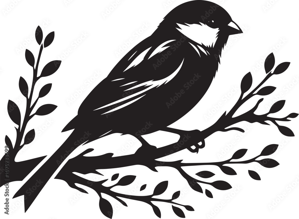 Beautiful sparrow bird silhouette vector illustration isolated on white background Beautiful sparrow bird silhouette vector illustration isolated on white background