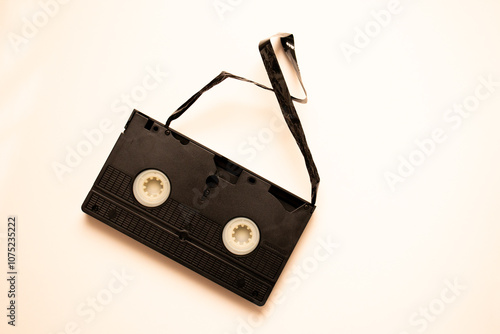 Pictures of videotapes with tangled tapes.