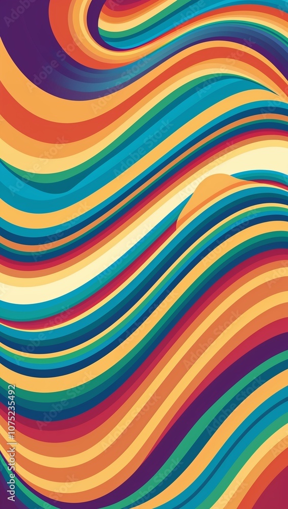 Wavy rainbow bands flowing in a seamless gradient pattern Wavy rainbow bands flowing in a seamless gradient pattern