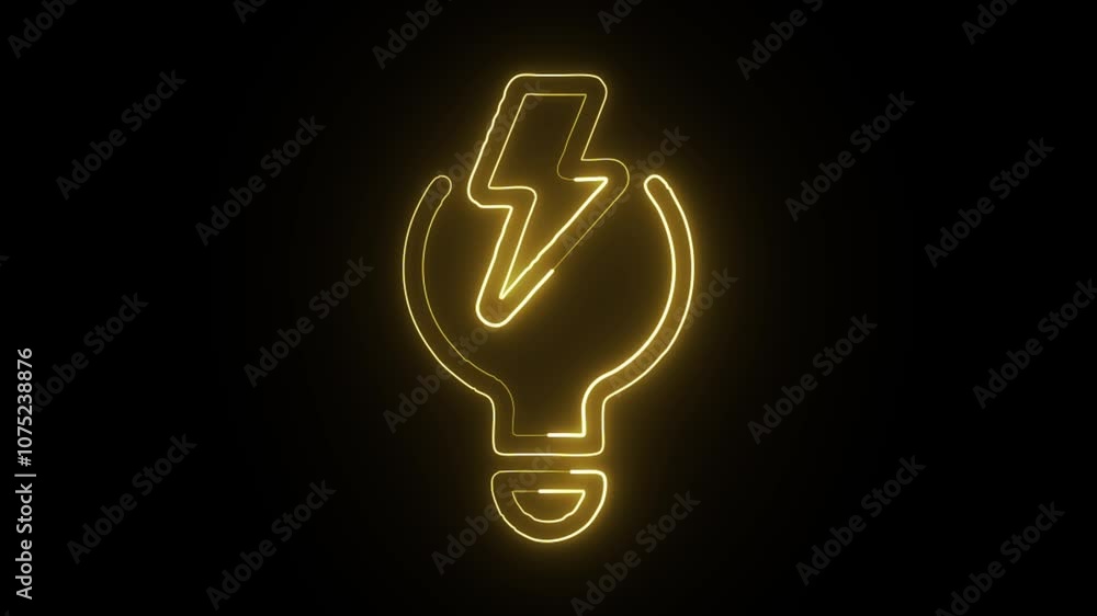 glowing neon bulb icon isolated on black background. HD video motion graphic animation glowing neon bulb icon isolated on black background. HD video motion graphic animation