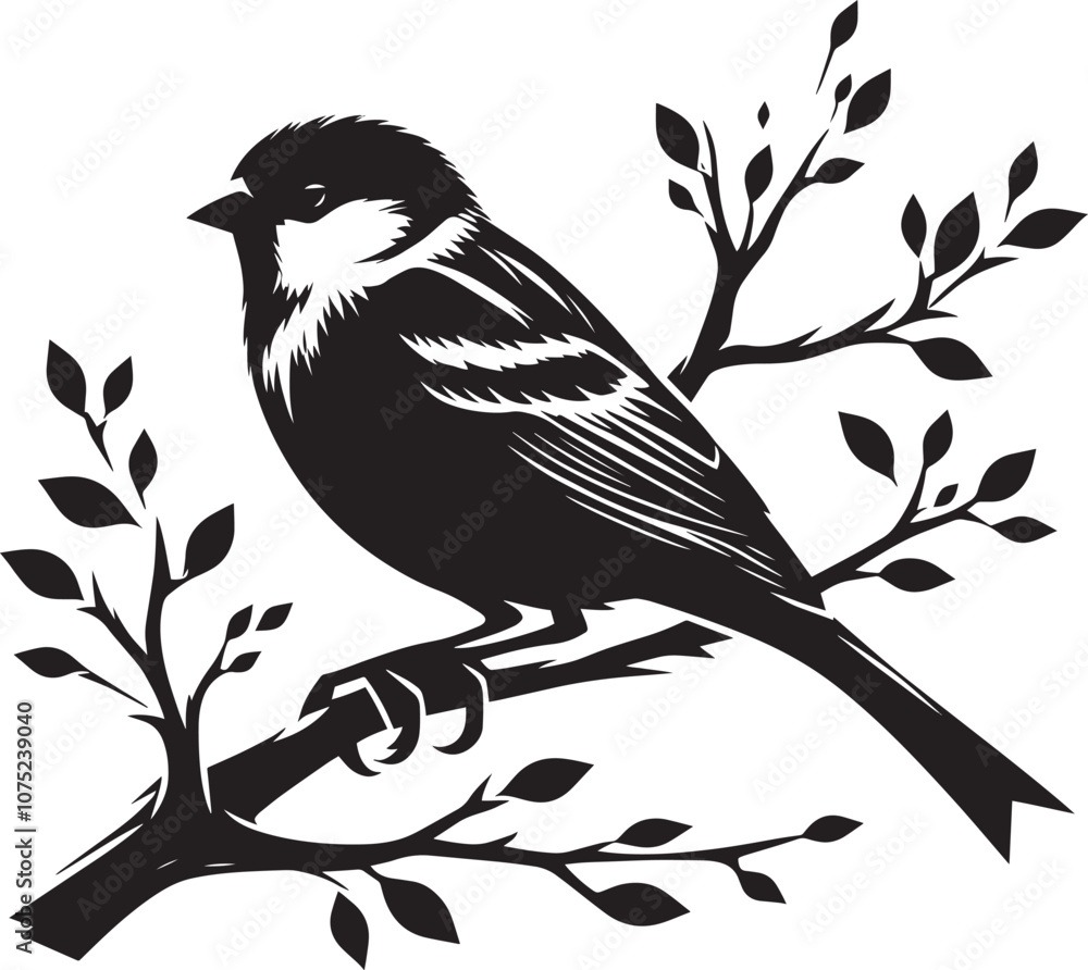 Beautiful sparrow bird silhouette vector illustration isolated on white background Beautiful sparrow bird silhouette vector illustration isolated on white background