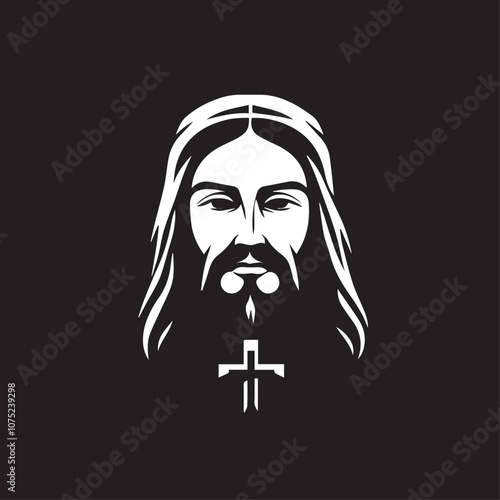 Jesus Christ in cartoon, doodle style . Image for t-shirt, web, mobile apps and ui. Isolated 2d vector illustration in logo, icon, sketch style, Eps 10, black and white. AI Generative