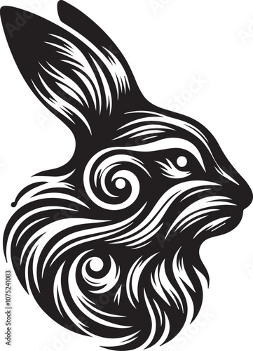 Wallpaper Mural Rabbit head with swirling flowing lines Torontodigital.ca