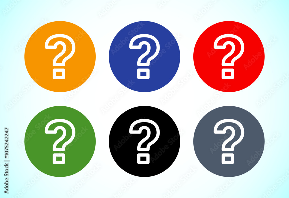 Obraz premium Question mark flat icon set for apps and websites