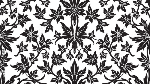 Intricate Floral Design in Black and White