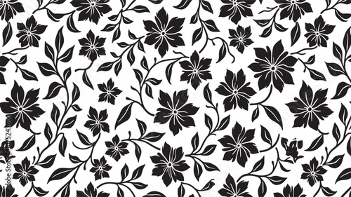Intricate Floral Design in Black and White