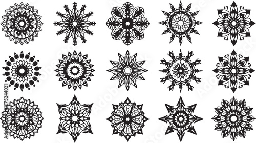 Silhouette of Decorative Mandalas for Coloring and Creativity