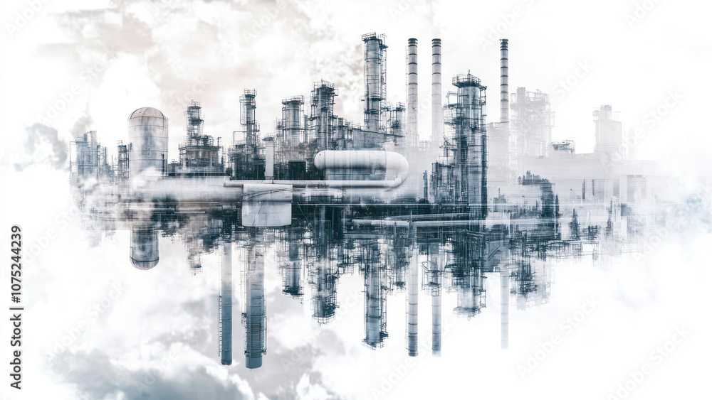 Double exposure of oil refinery and pipelines with a technology concept. Industrial and innovation theme.
Double exposure of oil refinery and pipelines with a technology concept. Industrial and innovation theme.