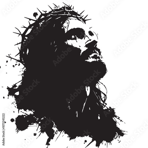 Jesus Christ in cartoon, doodle style . Image for t-shirt, web, mobile apps and ui. Isolated 2d vector illustration in logo, icon, sketch style, Eps 10, black and white. AI Generative