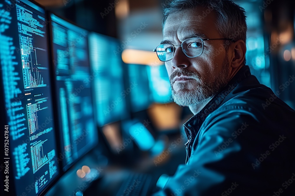 Fototapeta premium Expert network security data analysis. Generative Ai