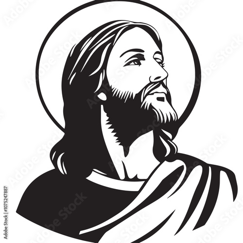 Jesus Christ in cartoon, doodle style . Image for t-shirt, web, mobile apps and ui. Isolated 2d vector illustration in logo, icon, sketch style, Eps 10, black and white. AI Generative