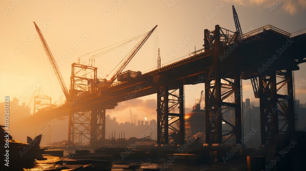A photo of a construction site with a focus on bridge A photo of a construction site with a focus on bridge