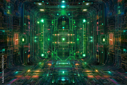 This is a futuristic quantum computing circuit   photo