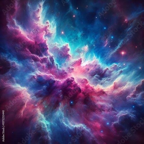 Colorful Nebula Purple and blue cosmic cloud formation