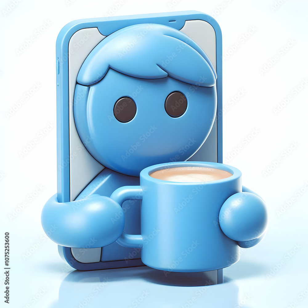3D Blue Monday Reflective Coffee Mug Concept Close-up Person Holding Coffee Looking Blue Suitable Magazine Advertisement Copy Space 3D Icon Isolated White Background 3D Blue Monday Reflective Coffee Mug Concept Close-up Person Holding Coffee Looking Blue Suitable Magazine Advertisement Copy Space 3D Icon Isolated White Background