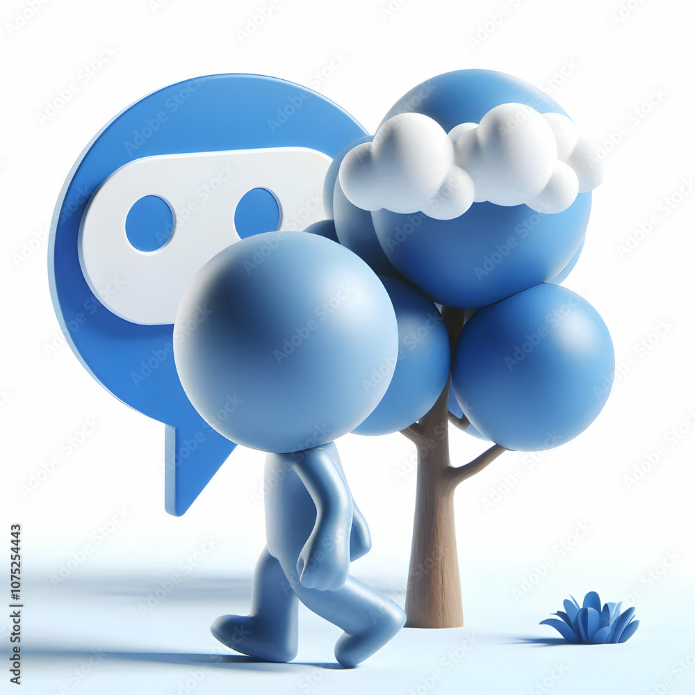 3D Blue Monday Solo Walk Concept Person Walking Alone Quiet Park Contemplative Mood Perfect Magazine Advertisement Copy Space Isolated Icon White Background 3D Blue Monday Solo Walk Concept Person Walking Alone Quiet Park Contemplative Mood Perfect Magazine Advertisement Copy Space Isolated Icon White Background