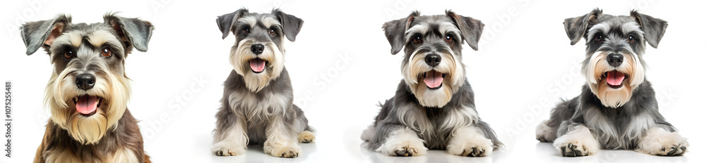 Set of cute Zwerschnauzer on a white background. Set of cute Zwerschnauzer on a white background.