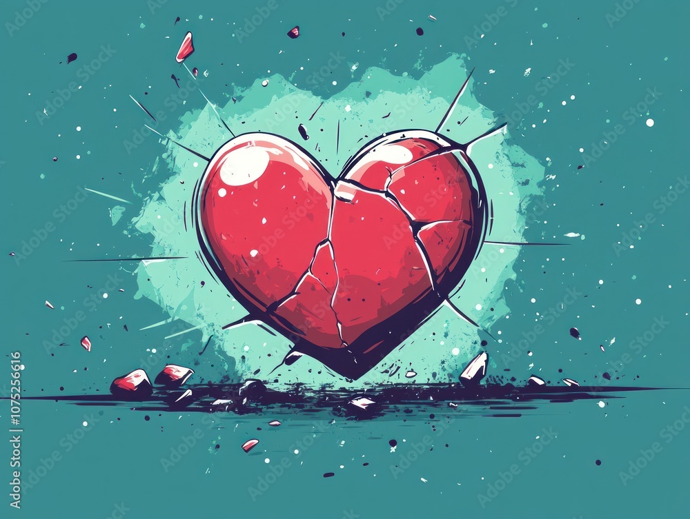 Cracked red heart embedded in cracked dry earth, symbolizing hardship.AI generated