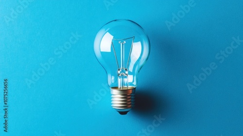 Minimalist Artwork Featuring a Light Bulb Against a Vivid Blue Backdrop