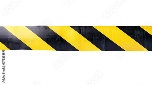 Horizontal black and yellow caution tape isolated on transparent background