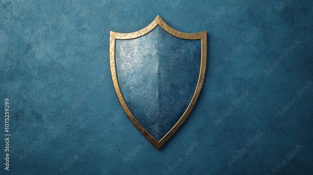 A blue and gold shield, a symbol of protection, sits against a blue background. A blue and gold shield, a symbol of protection, sits against a blue background.