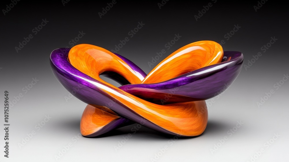 Abstract Orange Purple Modern Sculpture Intertwined Design Home Decor Craftsmanship Abstract Orange Purple Modern Sculpture Intertwined Design Home Decor Craftsmanship