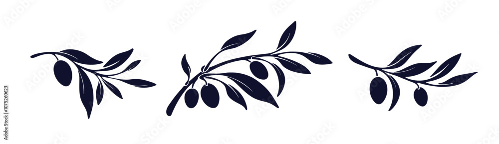 Olive branch set, shape of fruit Greek oil product Olive branch set, shape of fruit Greek oil product