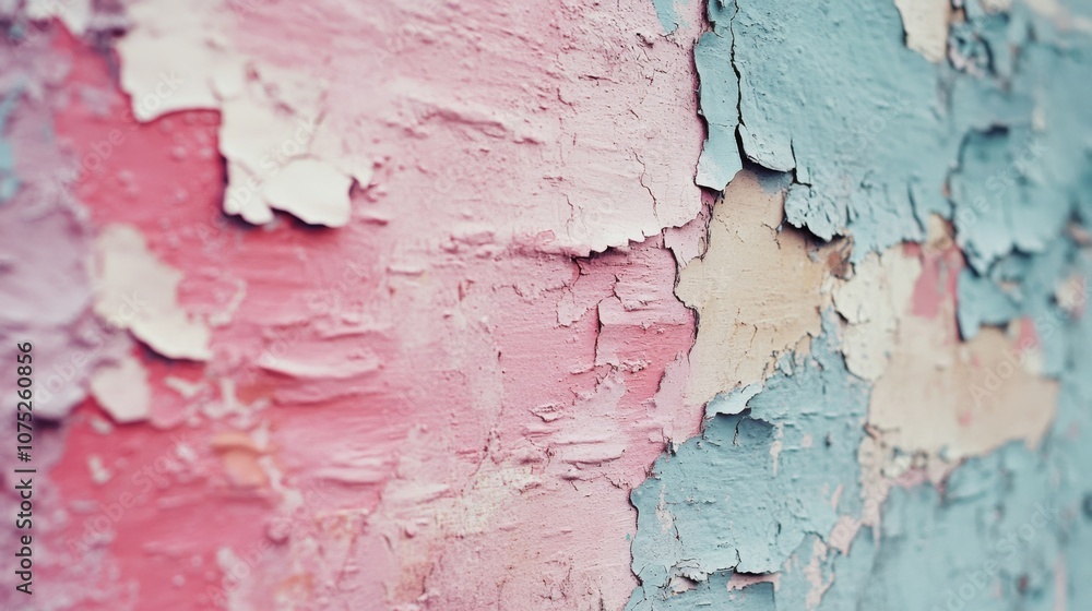 Close-up of weathered paint peeling on a wall reveals layers of soft pink, blue, and beige, showcasing the passage of time and natural texture. Close-up of weathered paint peeling on a wall reveals layers of soft pink, blue, and beige, showcasing the passage of time and natural texture.
