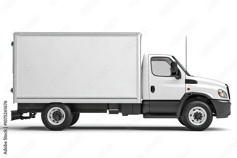 White small clean delivery truck ready for your design isolated on white background White small clean delivery truck ready for your design isolated on white background
