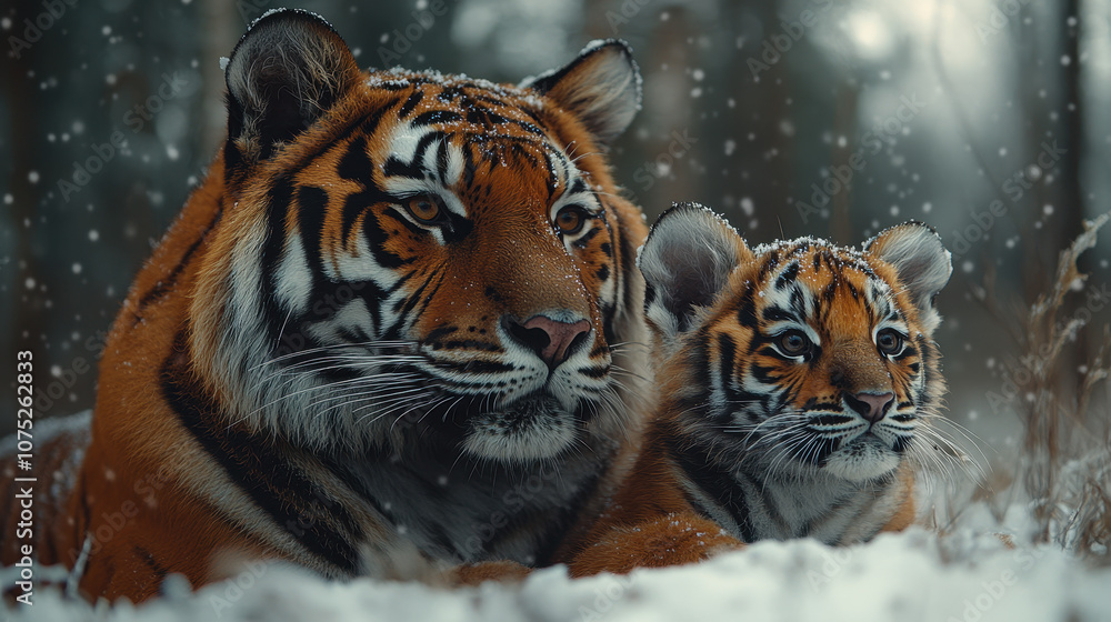 Family of Tigers Resting Together Family of Tigers Resting Together