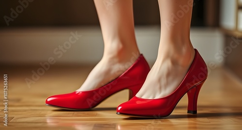 legs in red shoes