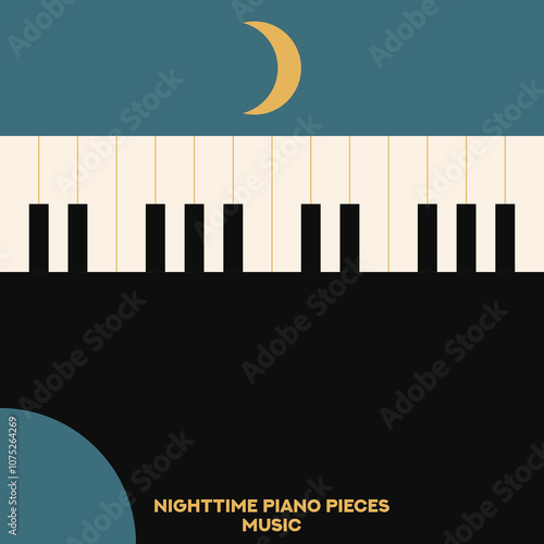Piano. Musical poster for your design. Music elements design for card, invitation, flyer. Music background vector illustration. Music piano keyboard.
