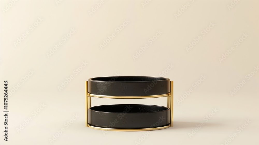 Black and Gold Minimalist Plant Stand: A sleek and stylish black planter with a gold metal frame, perfect for modern home decor. Black and Gold Minimalist Plant Stand: A sleek and stylish black planter with a gold metal frame, perfect for modern home decor.