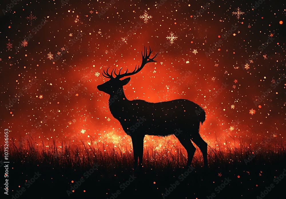 Silhouette of a Deer with Antlers. Silhouette of a Deer with Antlers.