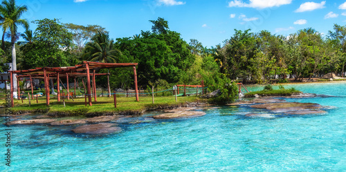 Beautiful landscape with stromatolites,  Bacalar in Mexico photo