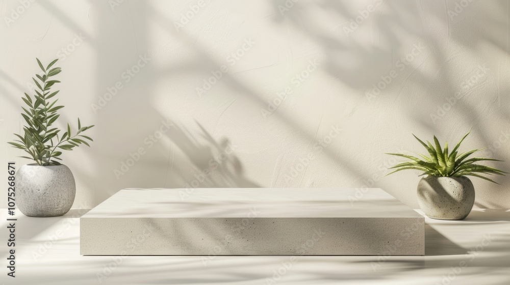 Minimalist Product Display: A serene, minimalist scene with a white podium bathed in soft, natural light, perfect for showcasing products with elegance and sophistication. Minimalist Product Display: A serene, minimalist scene with a white podium bathed in soft, natural light, perfect for showcasing products with elegance and sophistication.