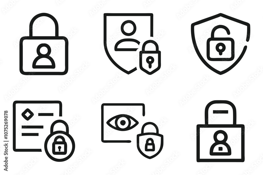 Privacy icon set in creative vector art Privacy icon set in creative vector art